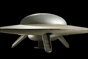 Original 82-Inch diameter hero United Planets Cruiser C-57D flying saucer filming miniature from Forbidden Planet.  $80,000 - $120,000. Image courtesy Profiles in History.