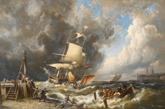 ‘The Storm’ by Pieter Cornelis Dommerson (1834-1908), dated 1877, priced in the region of £80,000 from the Willow Gallery 