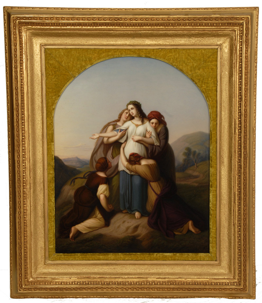 Magnificent and large KPM porcelain plaque depicting ‘The Sacrifice of Jephthah’s Daughter.’ Price realized: $15,000. Woody Auction image.