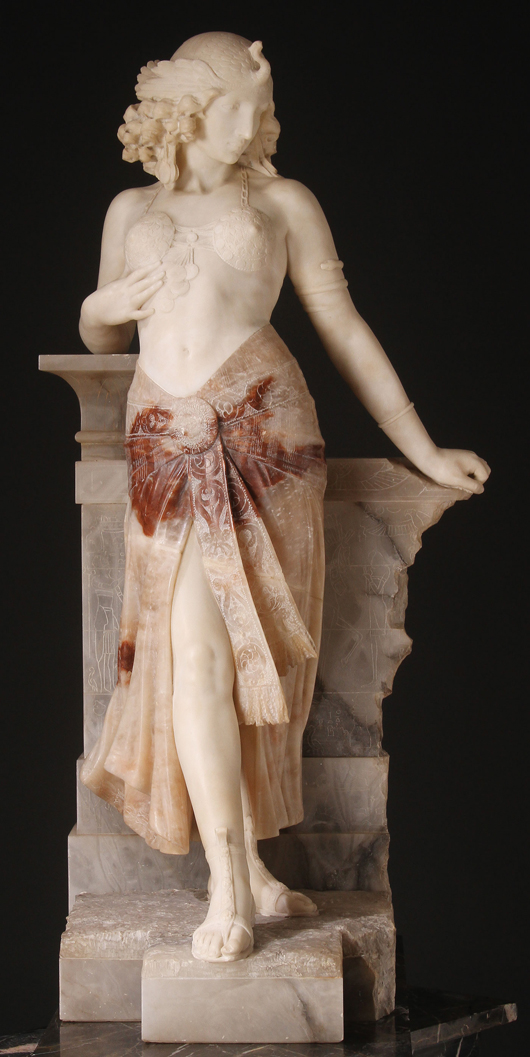 This carved marble figure of Cleopatra signed Giuseppe Gambrogi sold for $23,750. Jackson’s image.