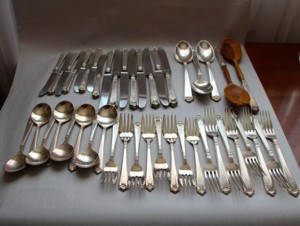 George II plain pattern flatware, approximately 72 pieces. Spooner Auctions & Appraisers image
