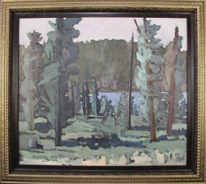 Stanley Cosgrave, Canadian, (1911-2002) ‘Forest and Lake Scene,’ oil on canvas, 28in x 31in. Spooner Auctions & Appraisers image