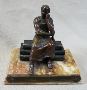 Antique bronze sculpture, on an onyx base, ‘Le Forgeron,’ 5in high x 5in wide x 3in deep. Spooner Auctions & Appraisers image
