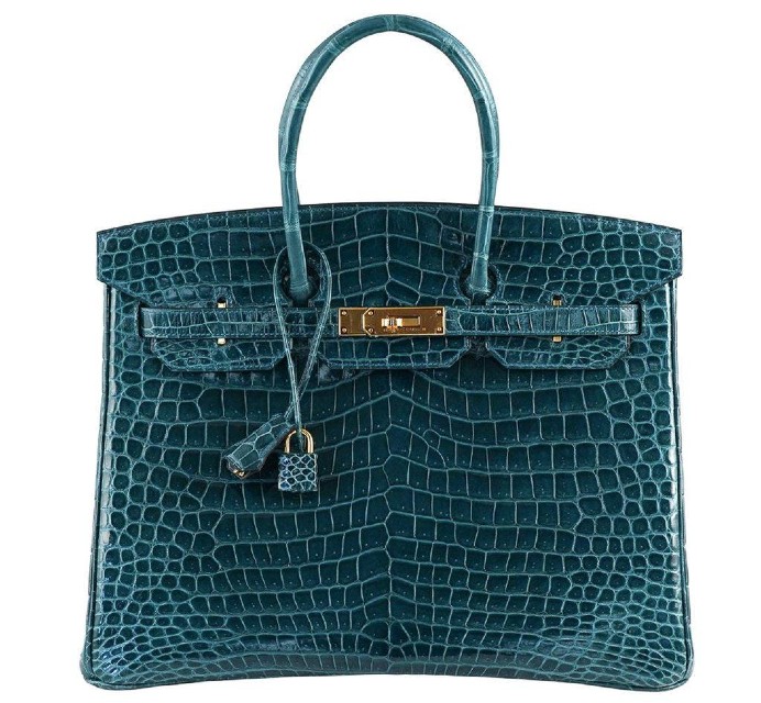 Hermes Kelly Cut Clutch Bag Blue Colvert Crocodile Gold Hardware