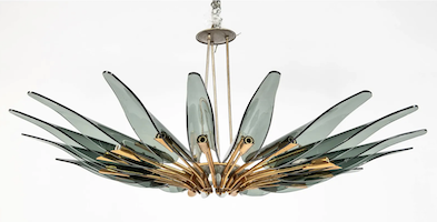 Max Ingrand Dahlia chandelier illuminated Doyle + Design sale