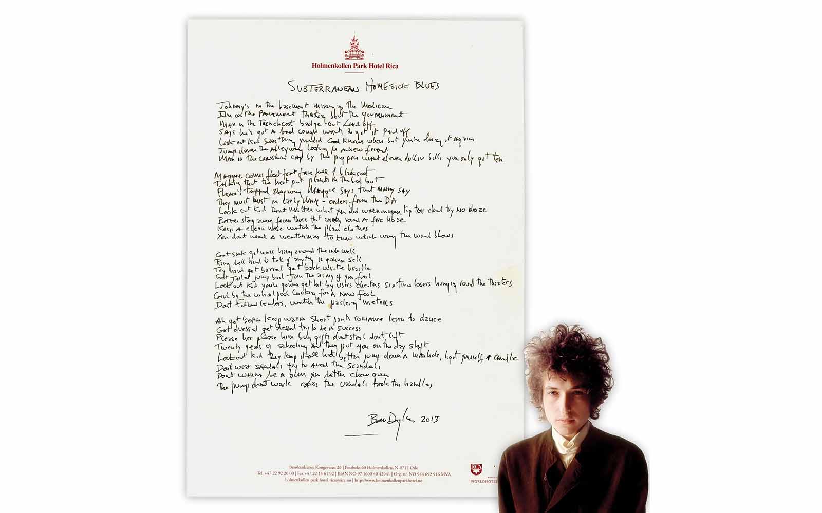 Bob Dylan lyrics and an extraordinary album of Congressional signatures stars at University Archives Sept. 6