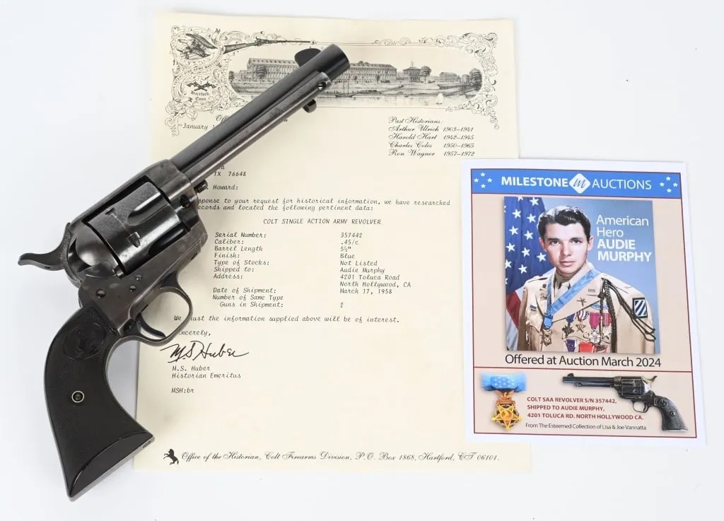 Audie Murphy&#8217;s Colt revolver is one of many firearm stars at Milestone March 23-24